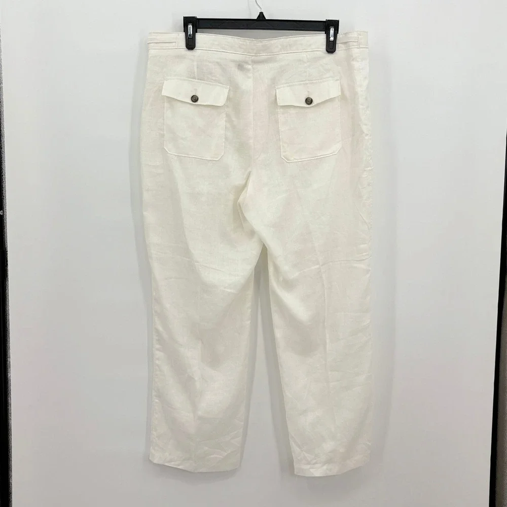 Tasso Elba Island Mens 38x30‎ White 100% Linen Drawstring Straight Leg Pants